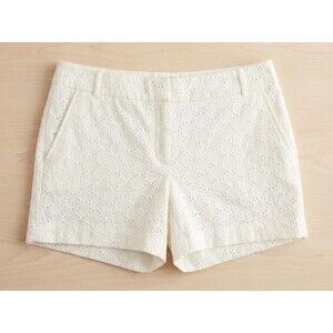 Willi Smith Shorts Size 6 White Eyelet Lace Mid Rise Chino Cotton Casual Preppy